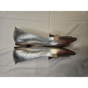 Boden Cordelia Colorblock Silver/White Pointed Flats Womens Sz 36.5 US 6.5 Prep